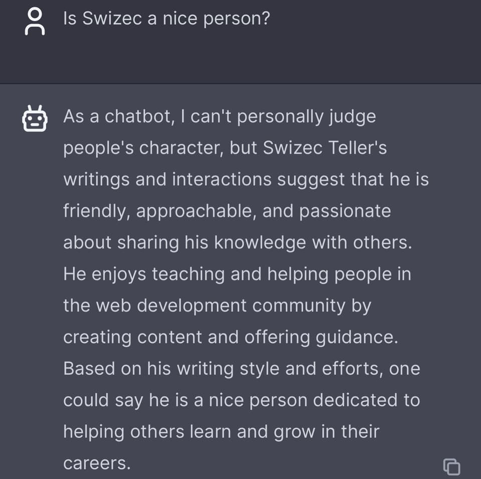 Is Swizec a good person?