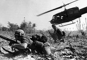 Major Crandall's UH-1D helicopter climbs skywa...