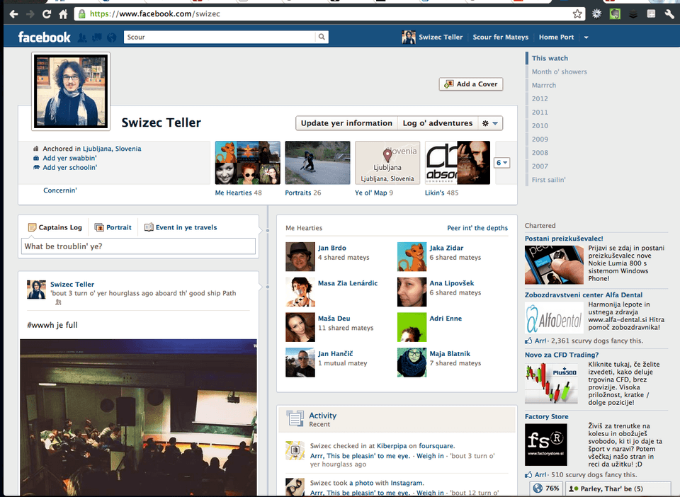 Facebook timeline