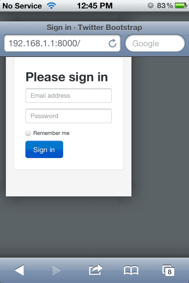 Default bootstrap example - zoomable etc.