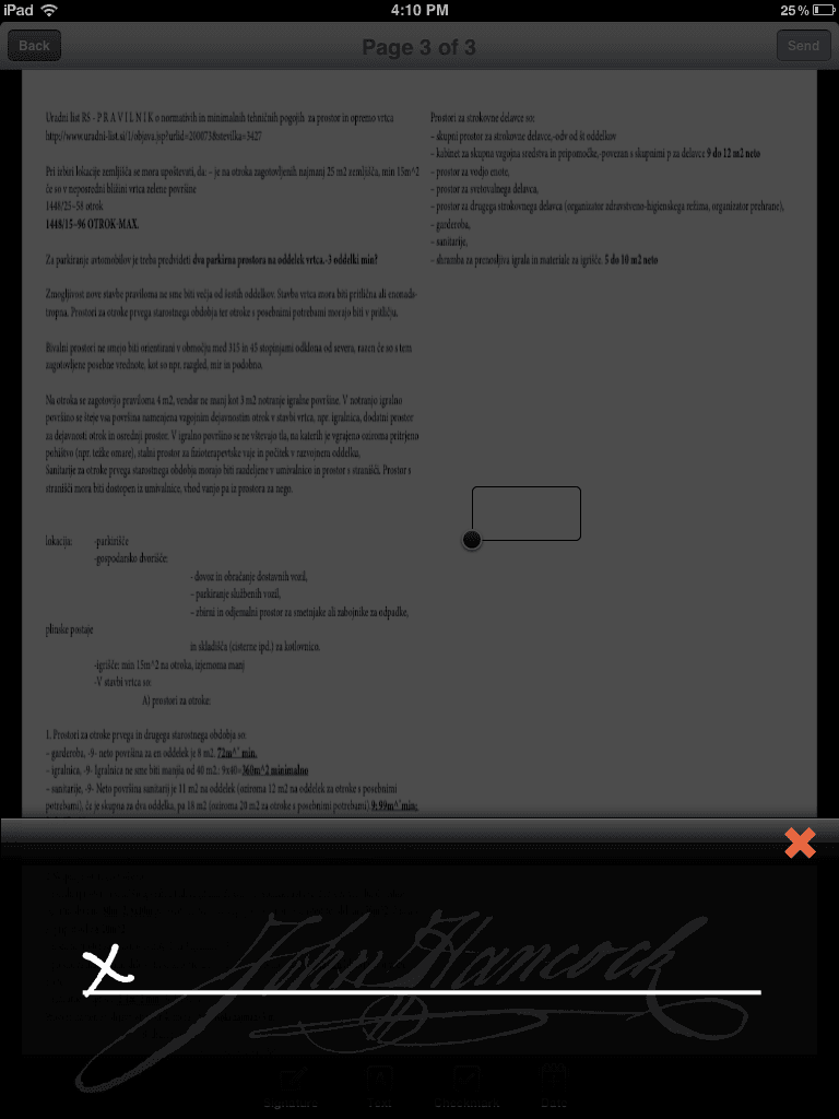 iPad version let's you sign with your finger