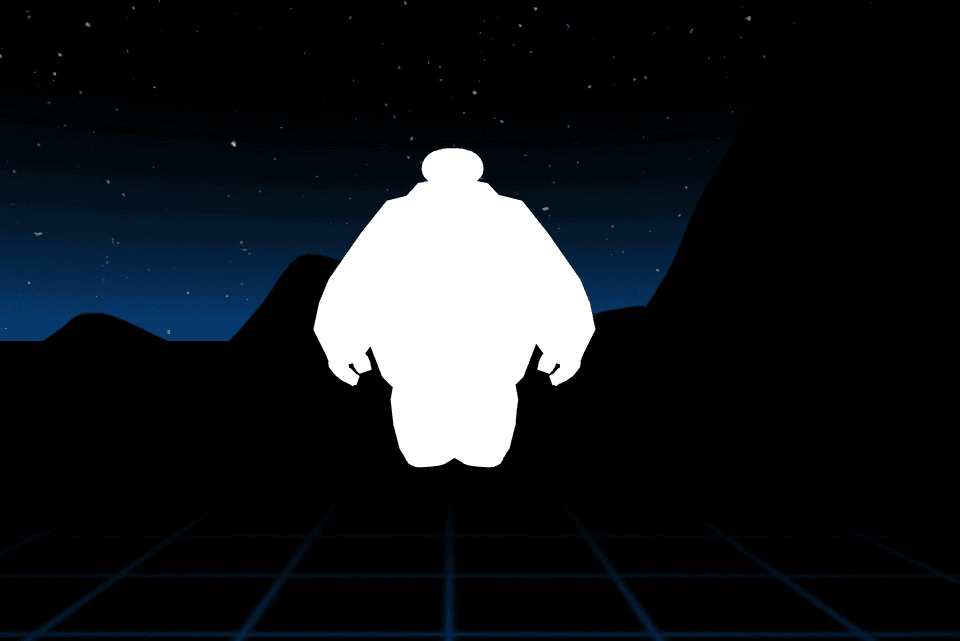 Baymax 200 meters away head on