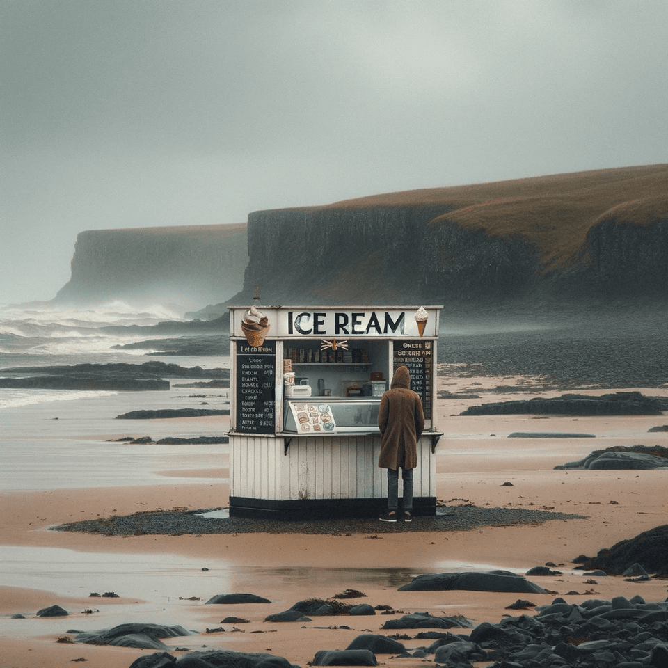 Beach ice cream stand in winter