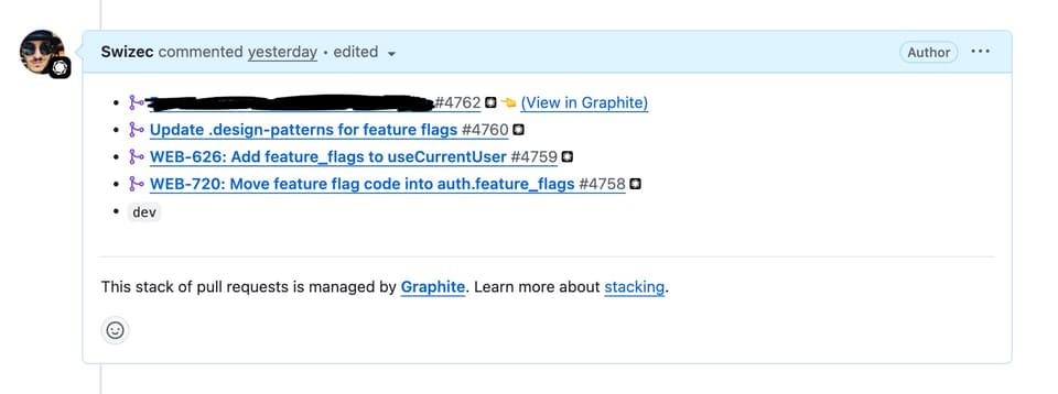 Graphite stack comment