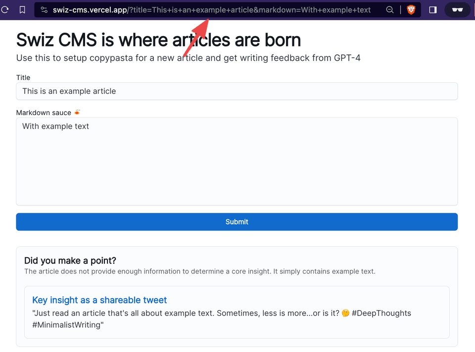 Store data in GET params
