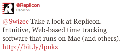 Replicon was so hopelessly late I didn't even notice the tweet
