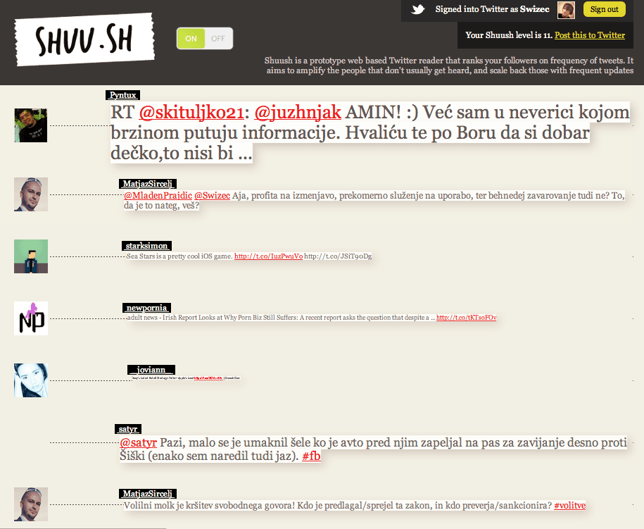 Shuush turned on Shuush turned on