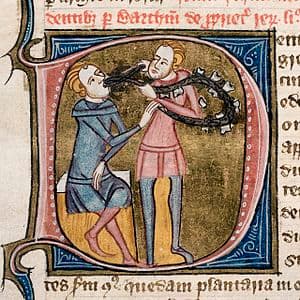 An image from 1300s (A.D.) England depicting a... An image from 1300s (A.D.) England depicting a...