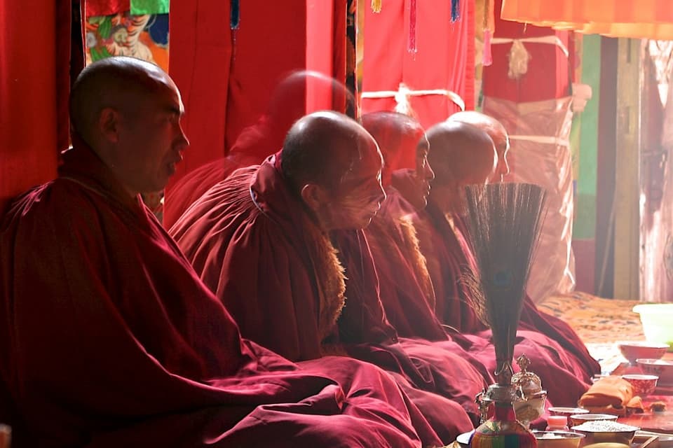 Tibetan monks and tea Tibetan monks and tea