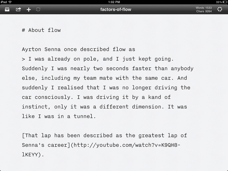 iA Writer on the iPad iA Writer on the iPad