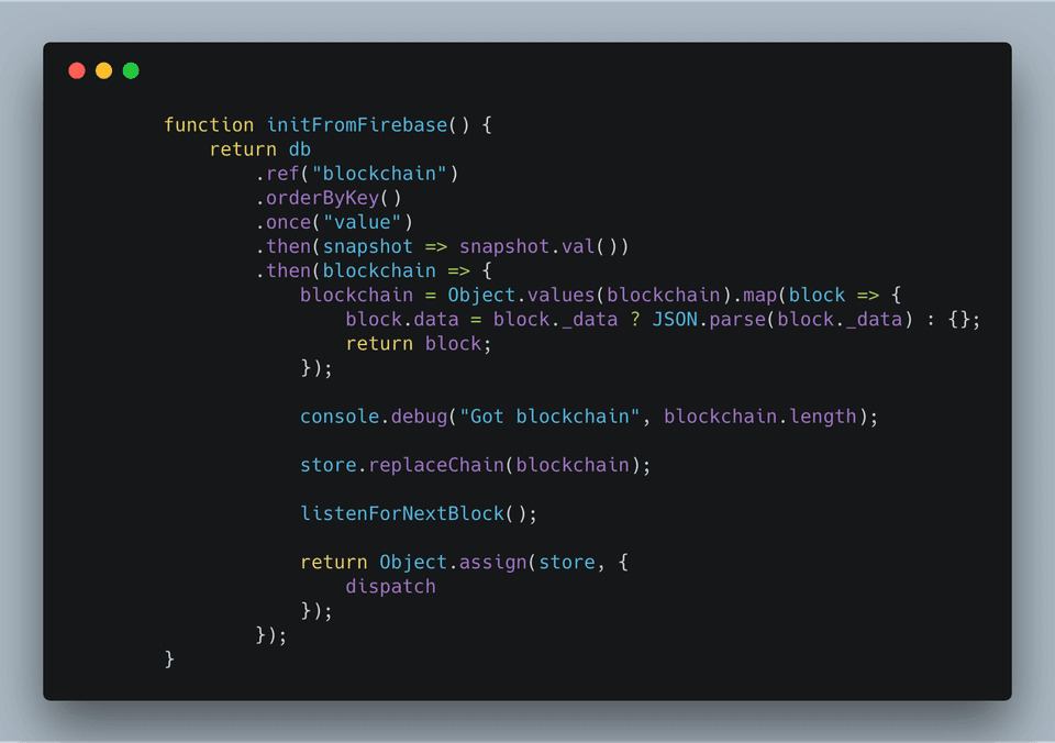 Initializing the blockchain from Firebase