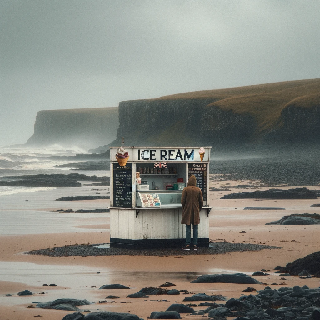 Beach ice cream stand in winter