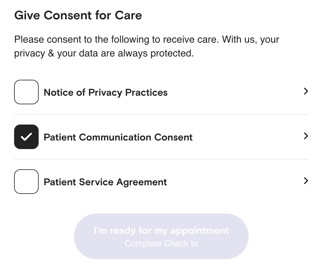 Consent screen