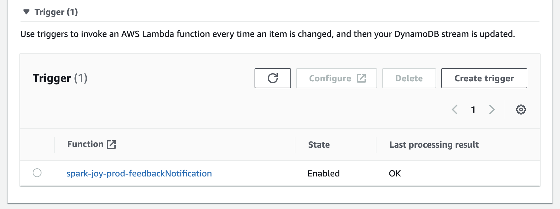 DynamoDB Stream trigger