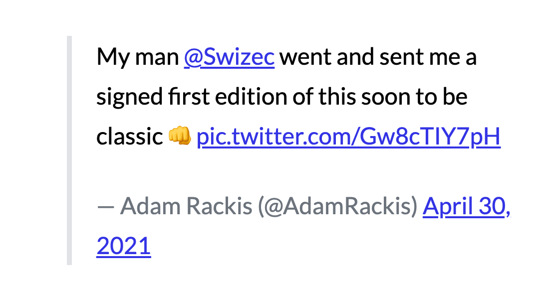 Plain HTML tweet