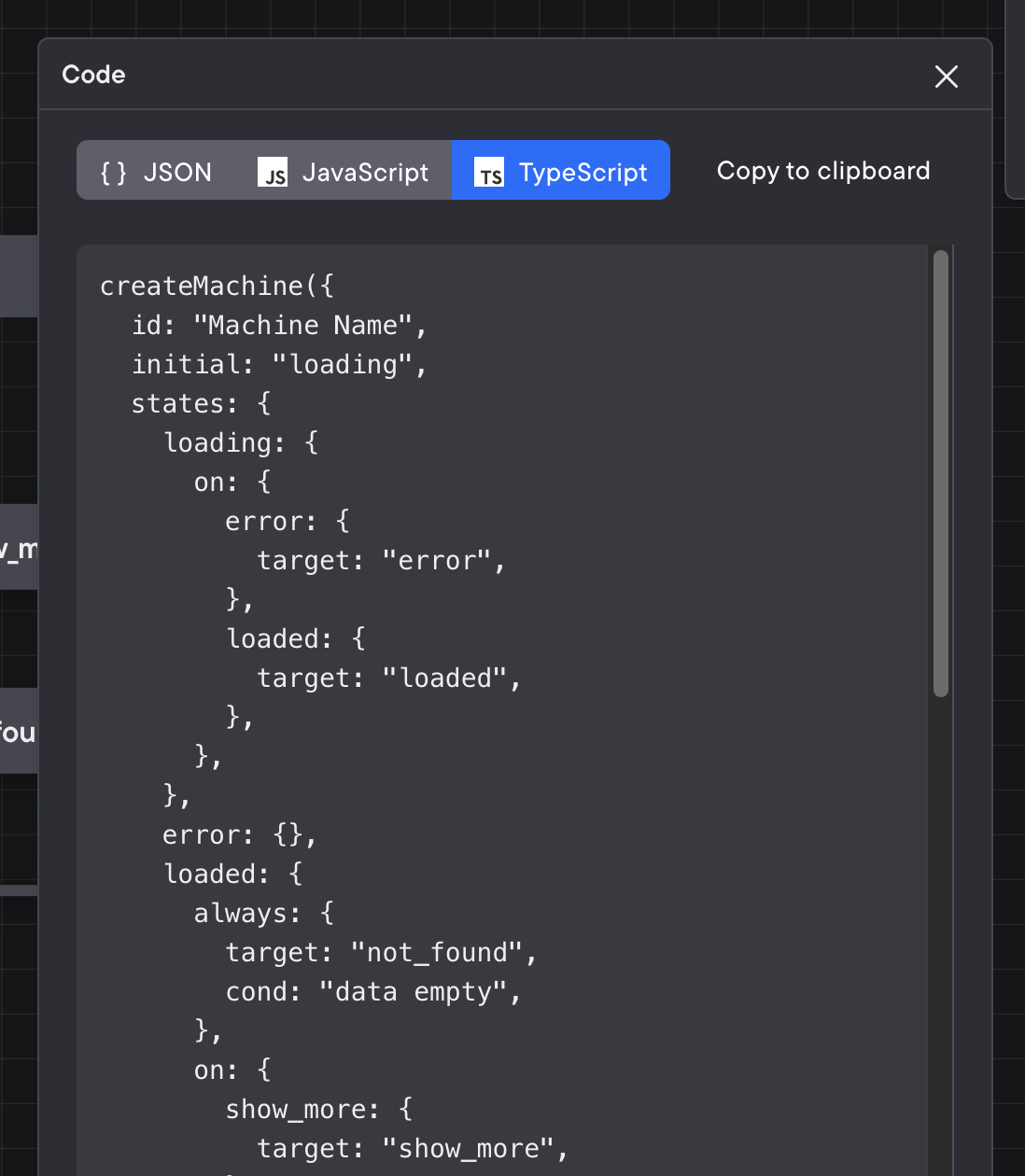 Stately.ai code export