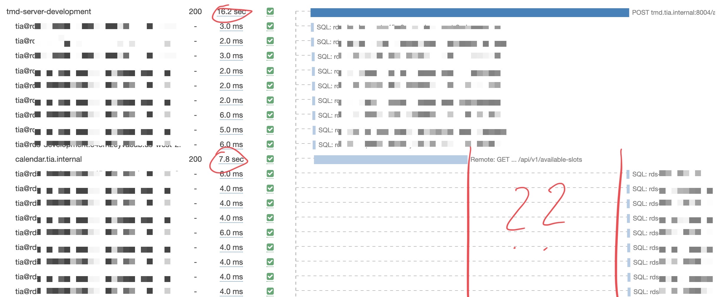 tmd-server taking forever after calendar-service